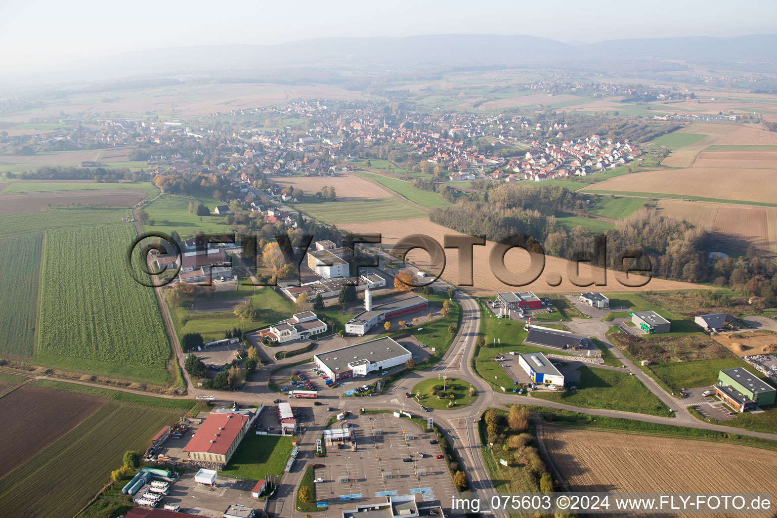 Bird's eye view of Hohwiller in the state Bas-Rhin, France