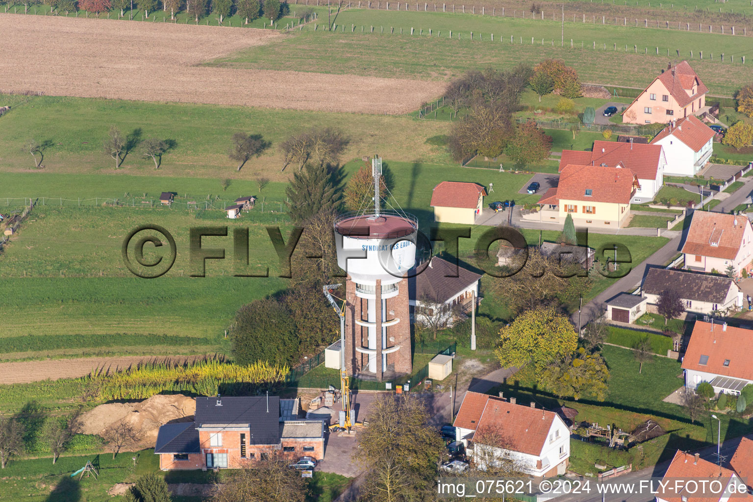 Building of industrial monument water tower in Rittershoffen in Grand Est, France