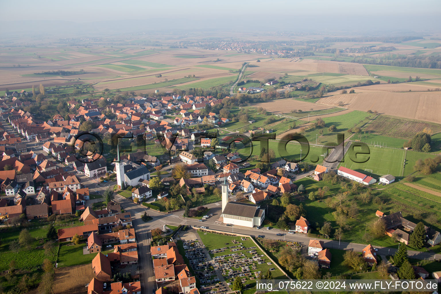 Rittershoffen in the state Bas-Rhin, France out of the air