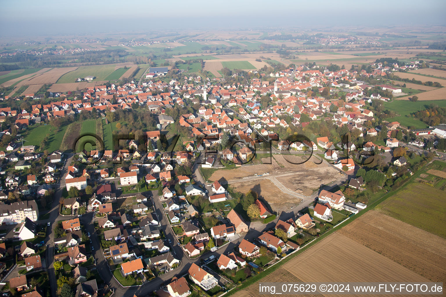 Aerial photograpy of Hatten in the state Bas-Rhin, France