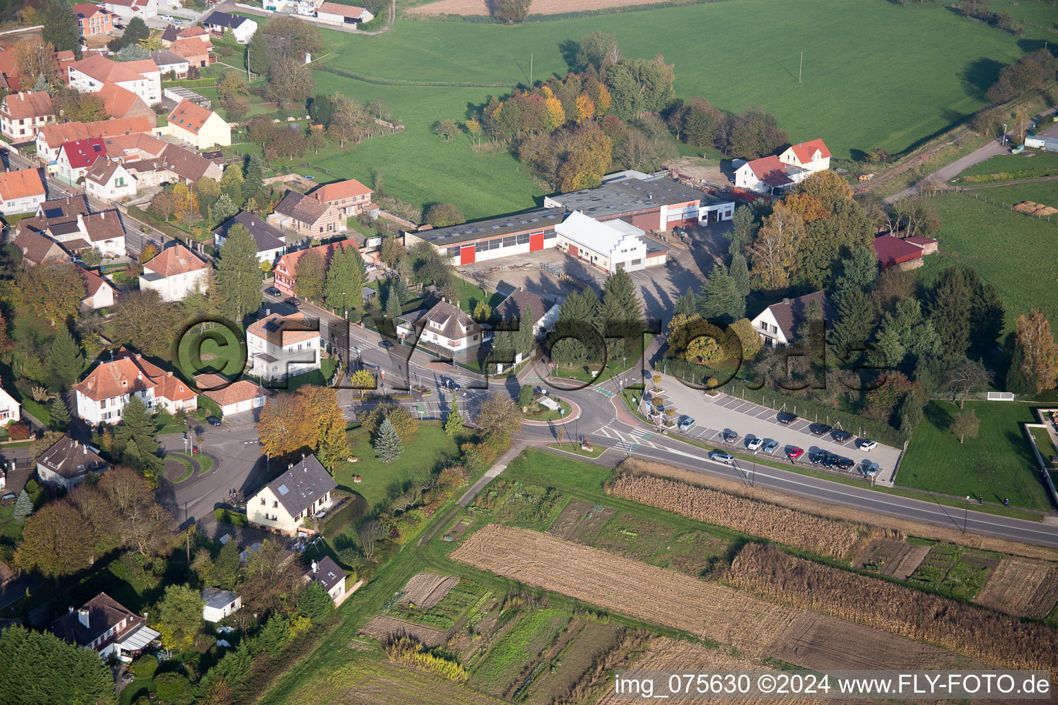 Oblique view of Hatten in the state Bas-Rhin, France