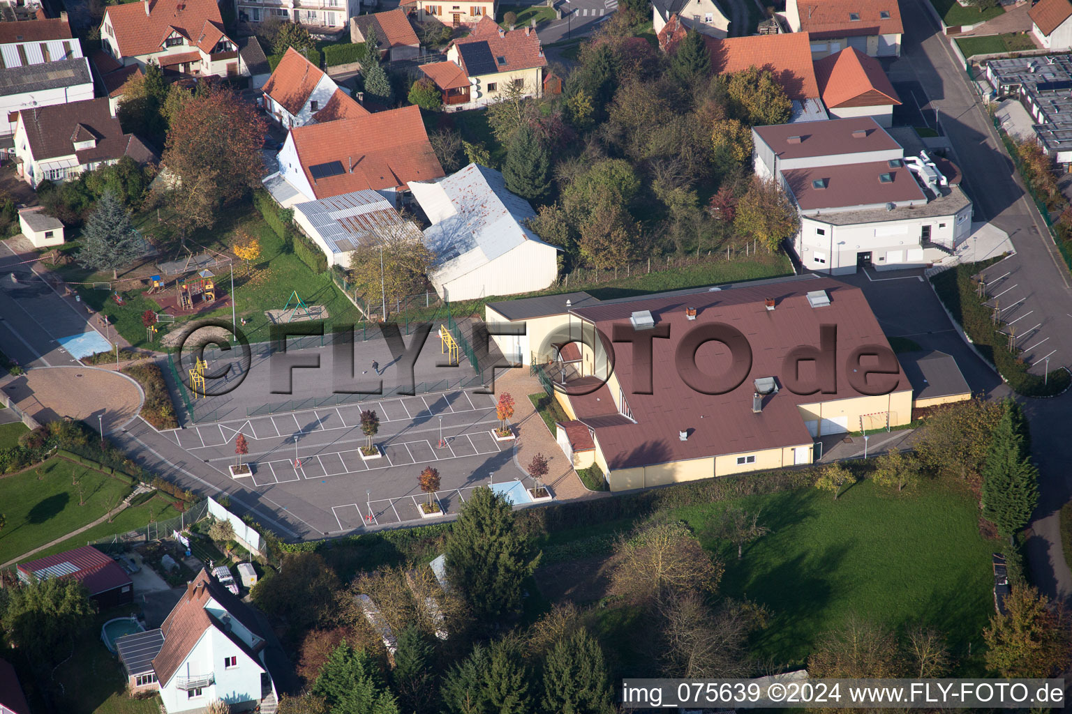 Hatten in the state Bas-Rhin, France seen from above