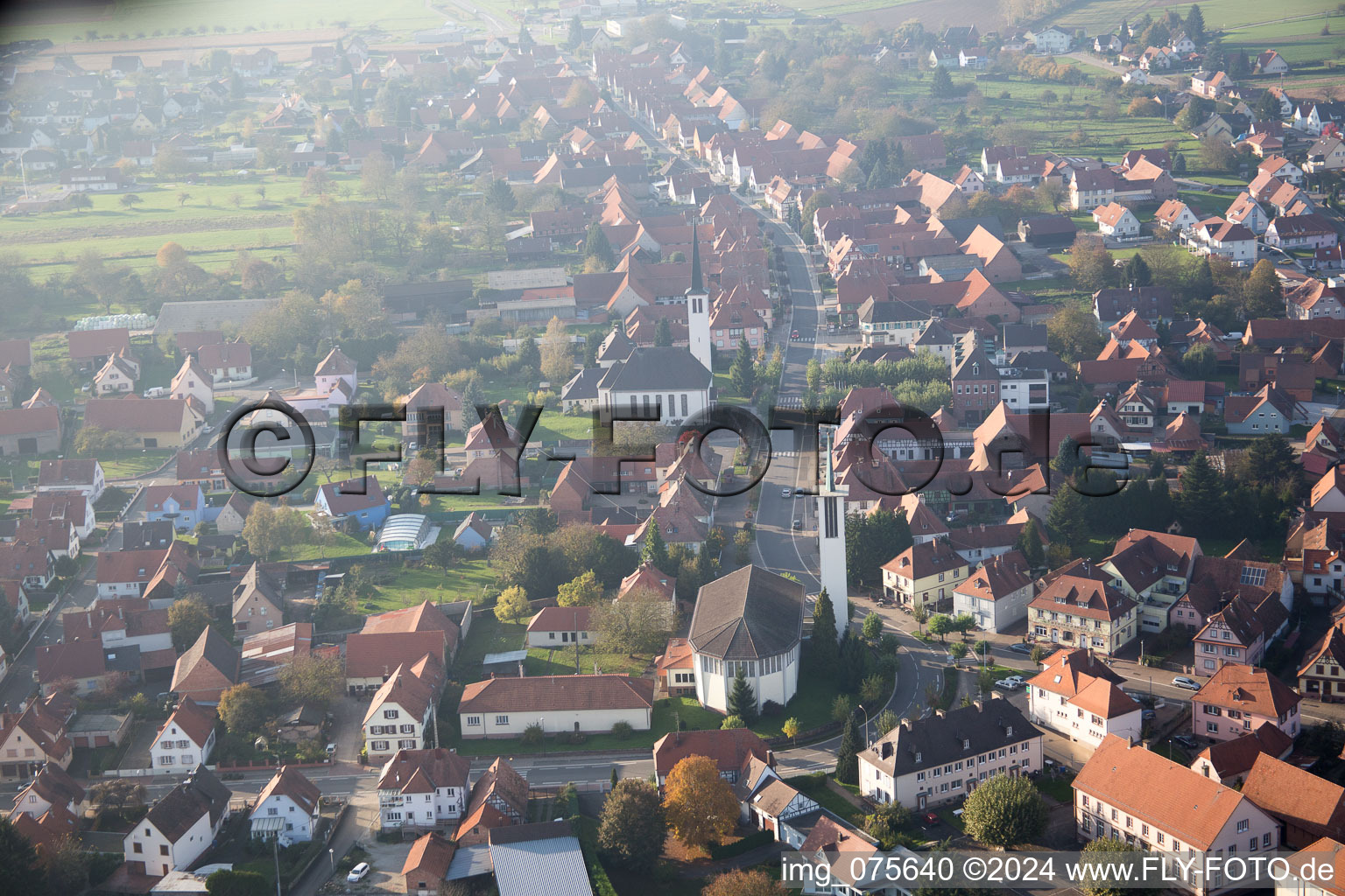 Hatten in the state Bas-Rhin, France from the plane