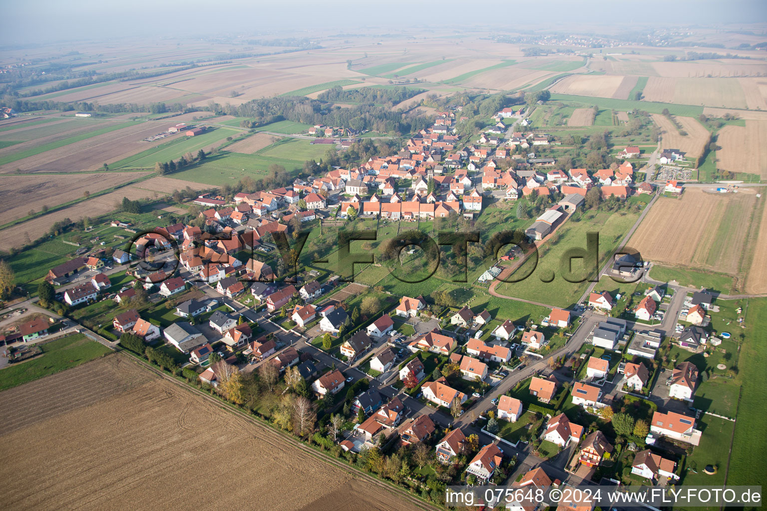 Aerial view of Buhl in the state Bas-Rhin, France