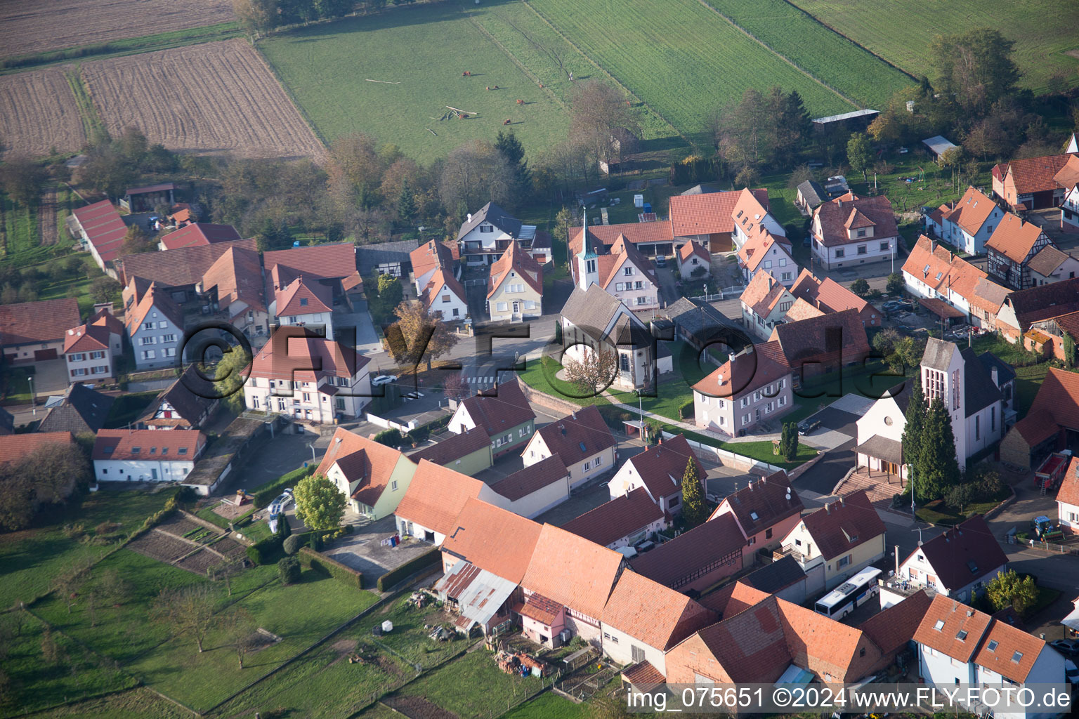 Oblique view of Buhl in the state Bas-Rhin, France