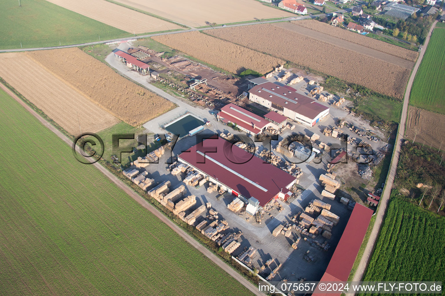 Aerial photograpy of Niederrœdern in the state Bas-Rhin, France