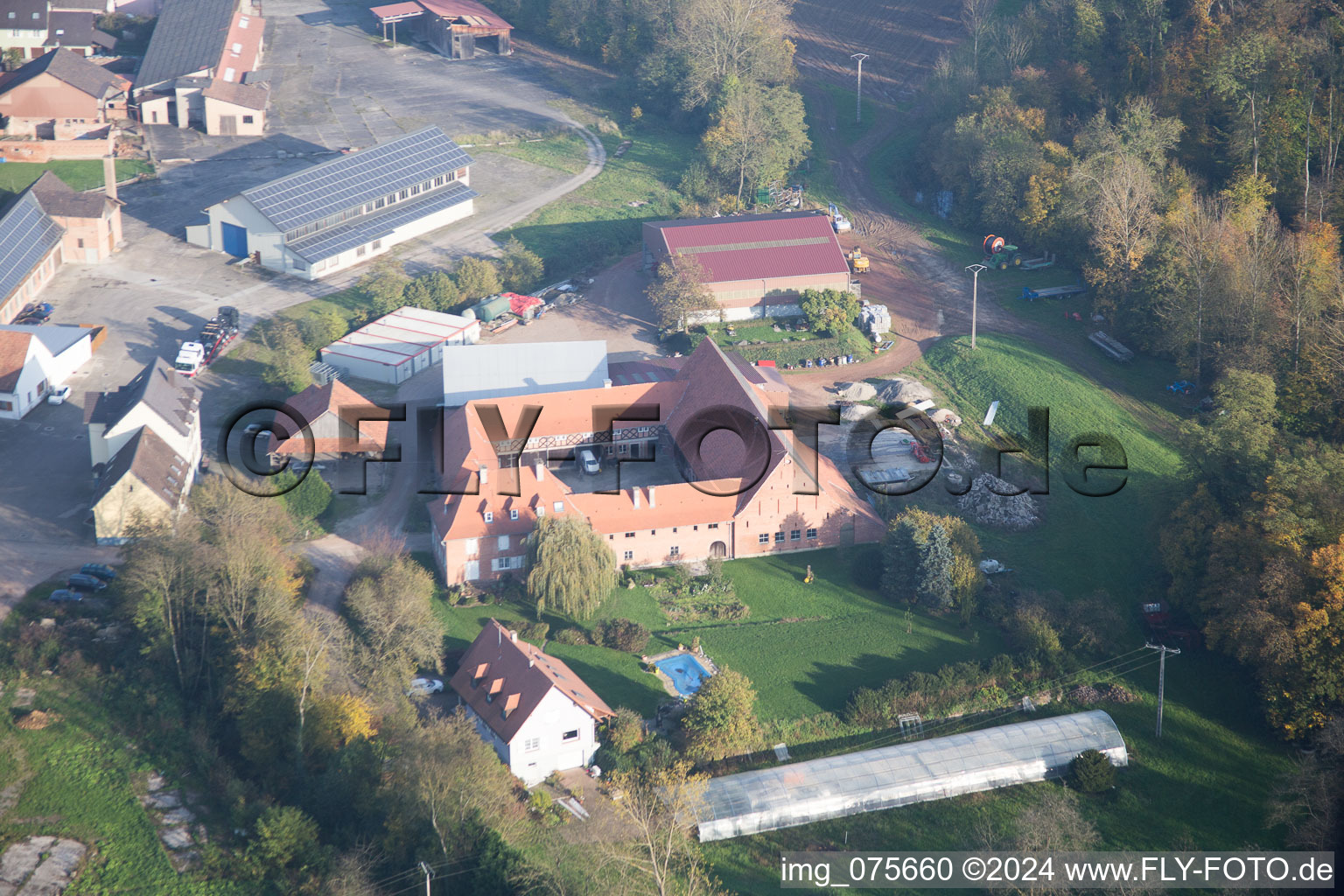 Niederrœdern in the state Bas-Rhin, France from above