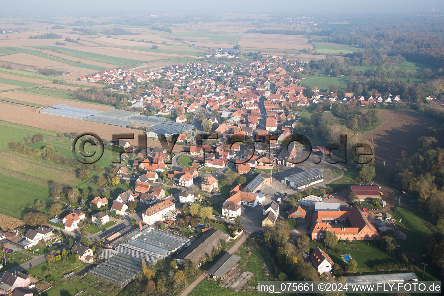 Niederrœdern in the state Bas-Rhin, France out of the air