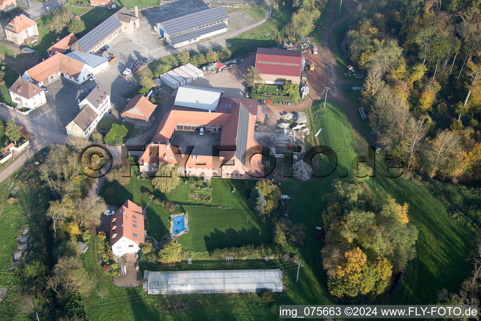 Niederrœdern in the state Bas-Rhin, France seen from above