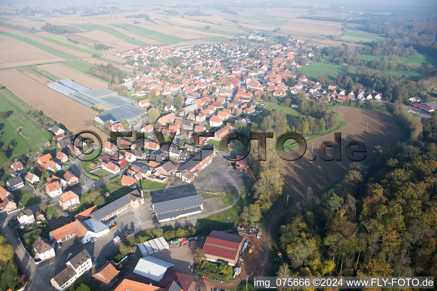 Niederrœdern in the state Bas-Rhin, France viewn from the air