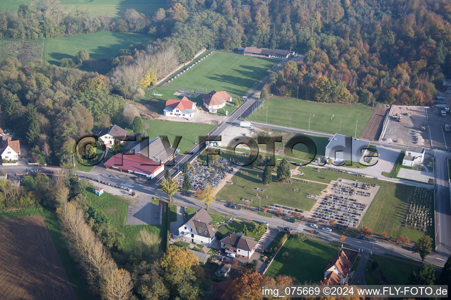 Niederrœdern in the state Bas-Rhin, France from the drone perspective