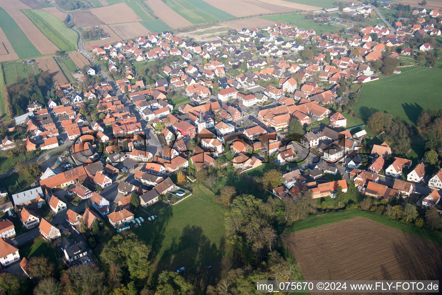 Niederrœdern in the state Bas-Rhin, France from a drone