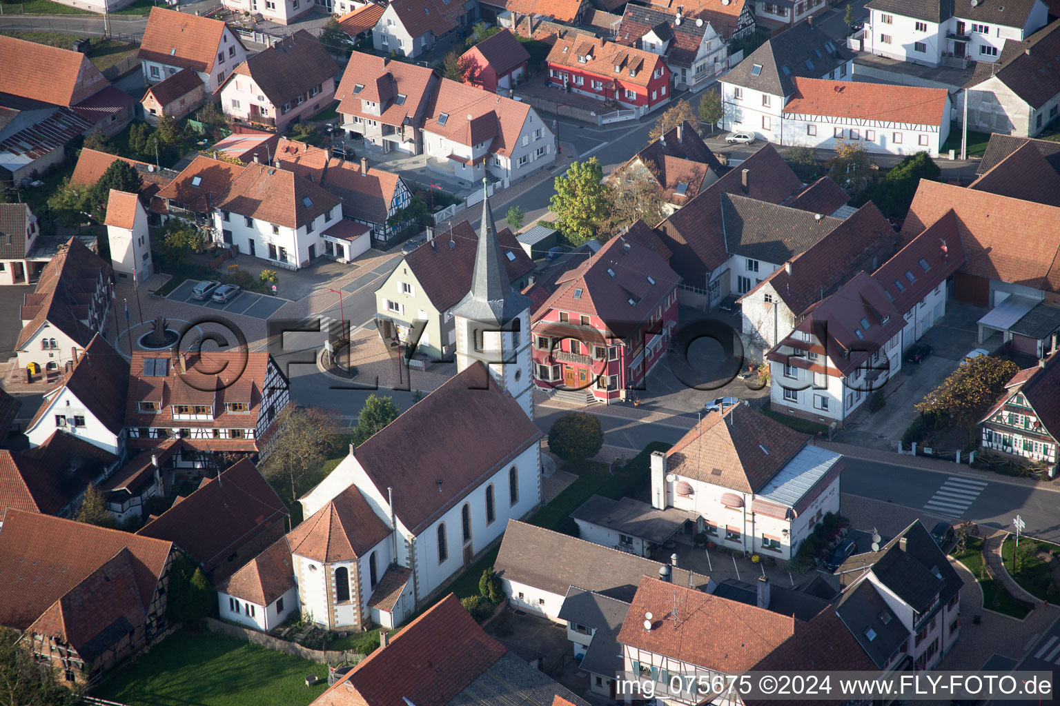 Oblique view of Niederrœdern in the state Bas-Rhin, France