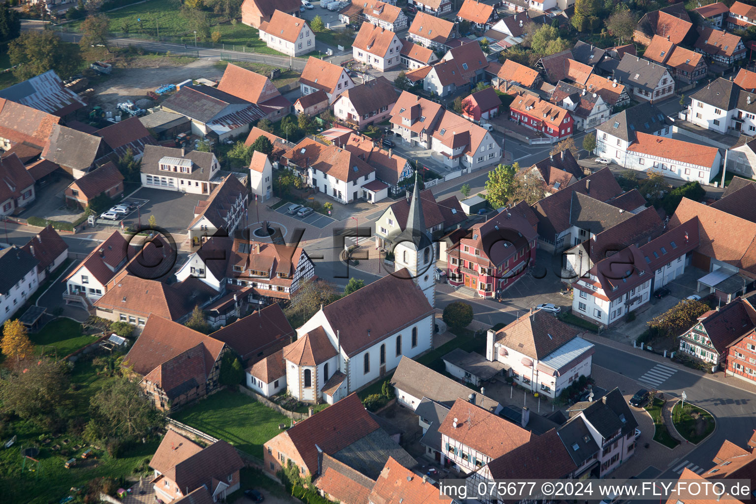 Niederrœdern in the state Bas-Rhin, France from above