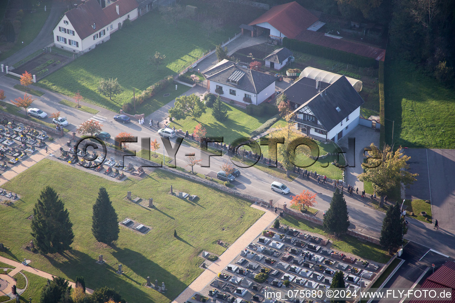 Niederrœdern in the state Bas-Rhin, France seen from above