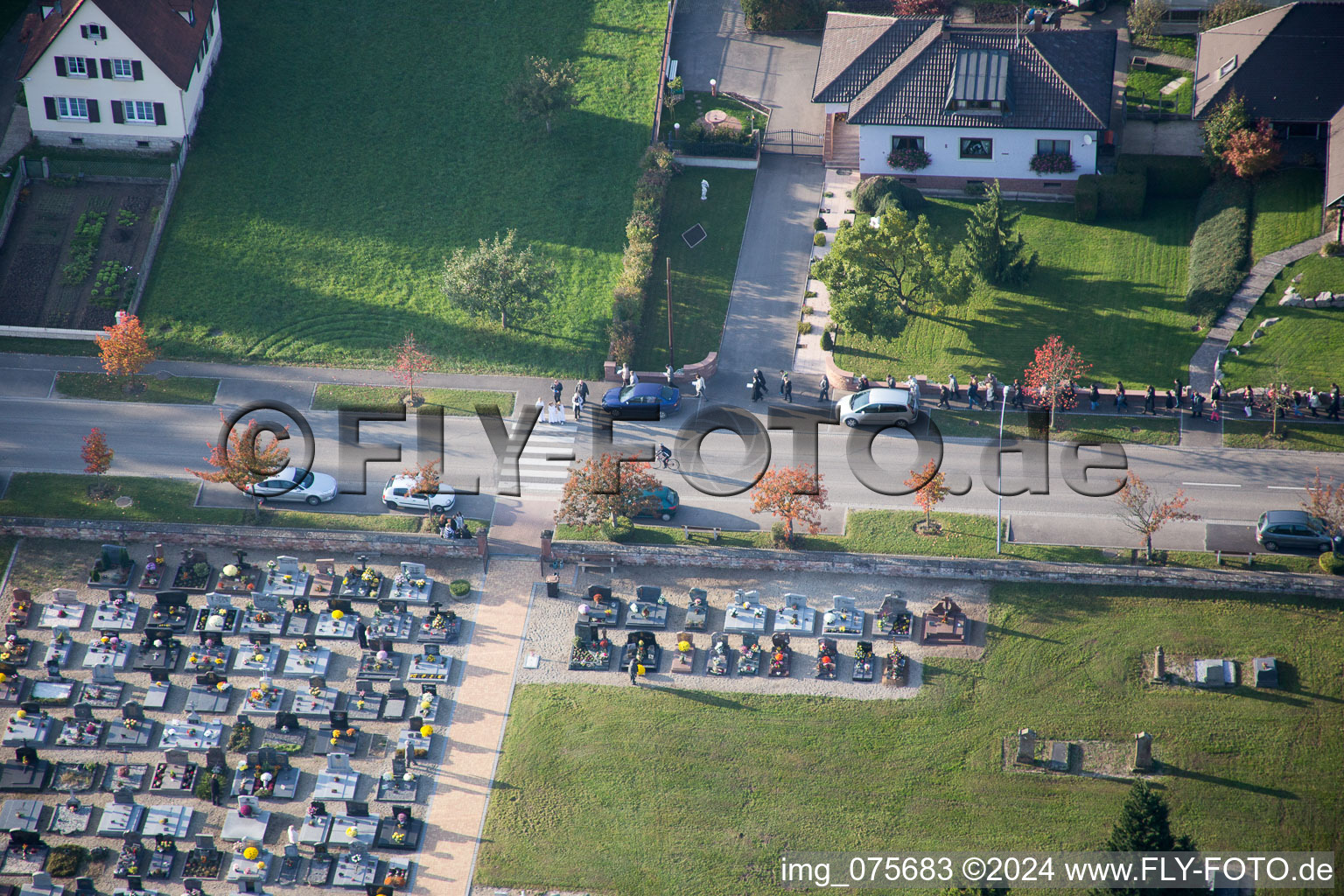 Niederrœdern in the state Bas-Rhin, France viewn from the air