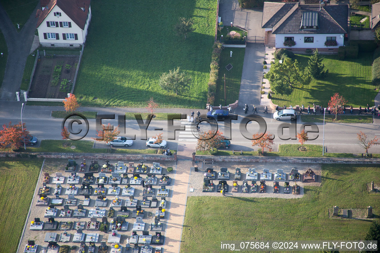 Drone recording of Niederrœdern in the state Bas-Rhin, France