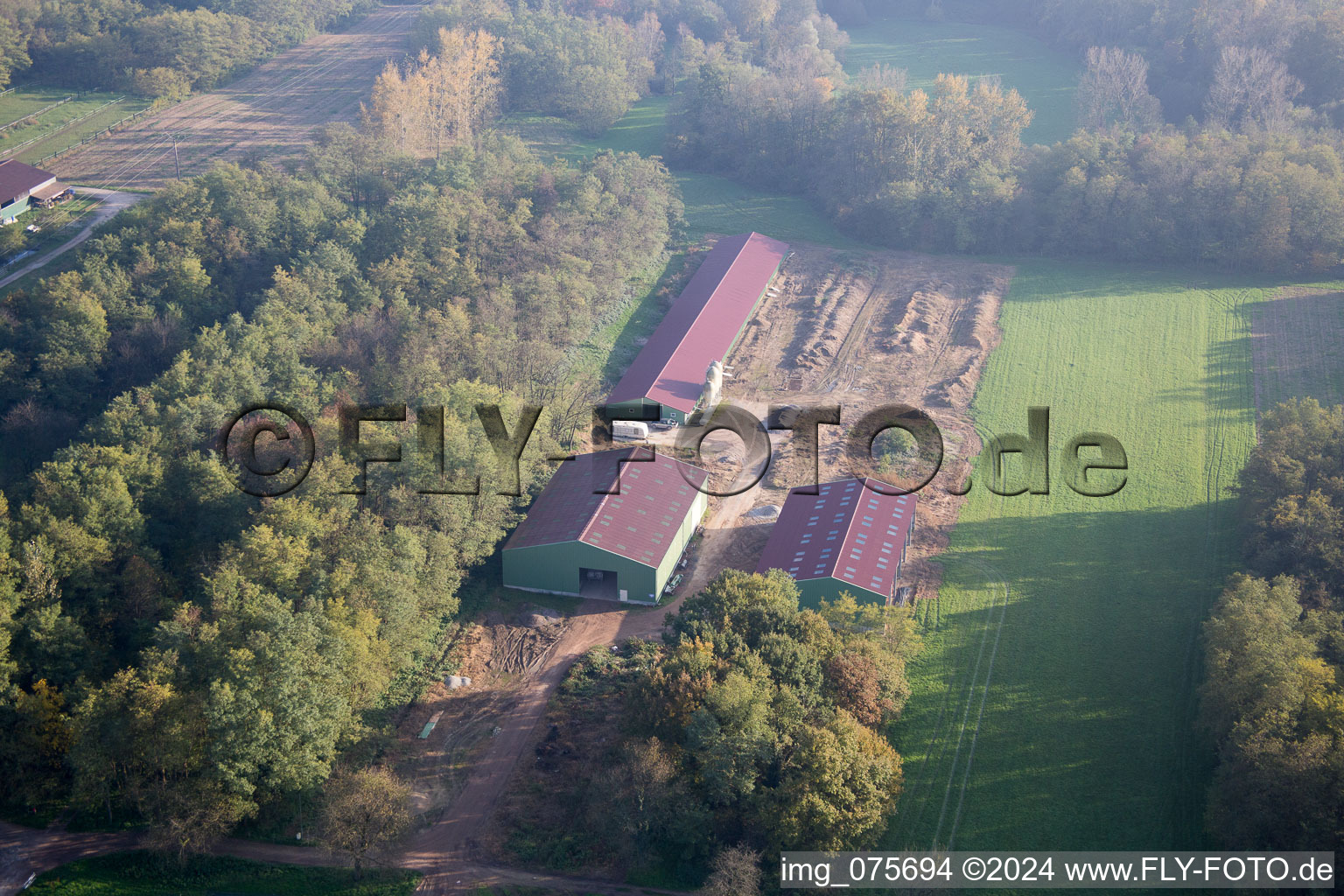 Aerial view of Schaffhouse-près-Seltz in the state Bas-Rhin, France