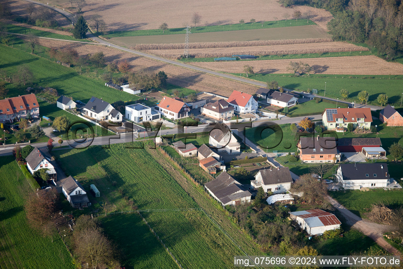 Oblique view of Schaffhouse-près-Seltz in the state Bas-Rhin, France