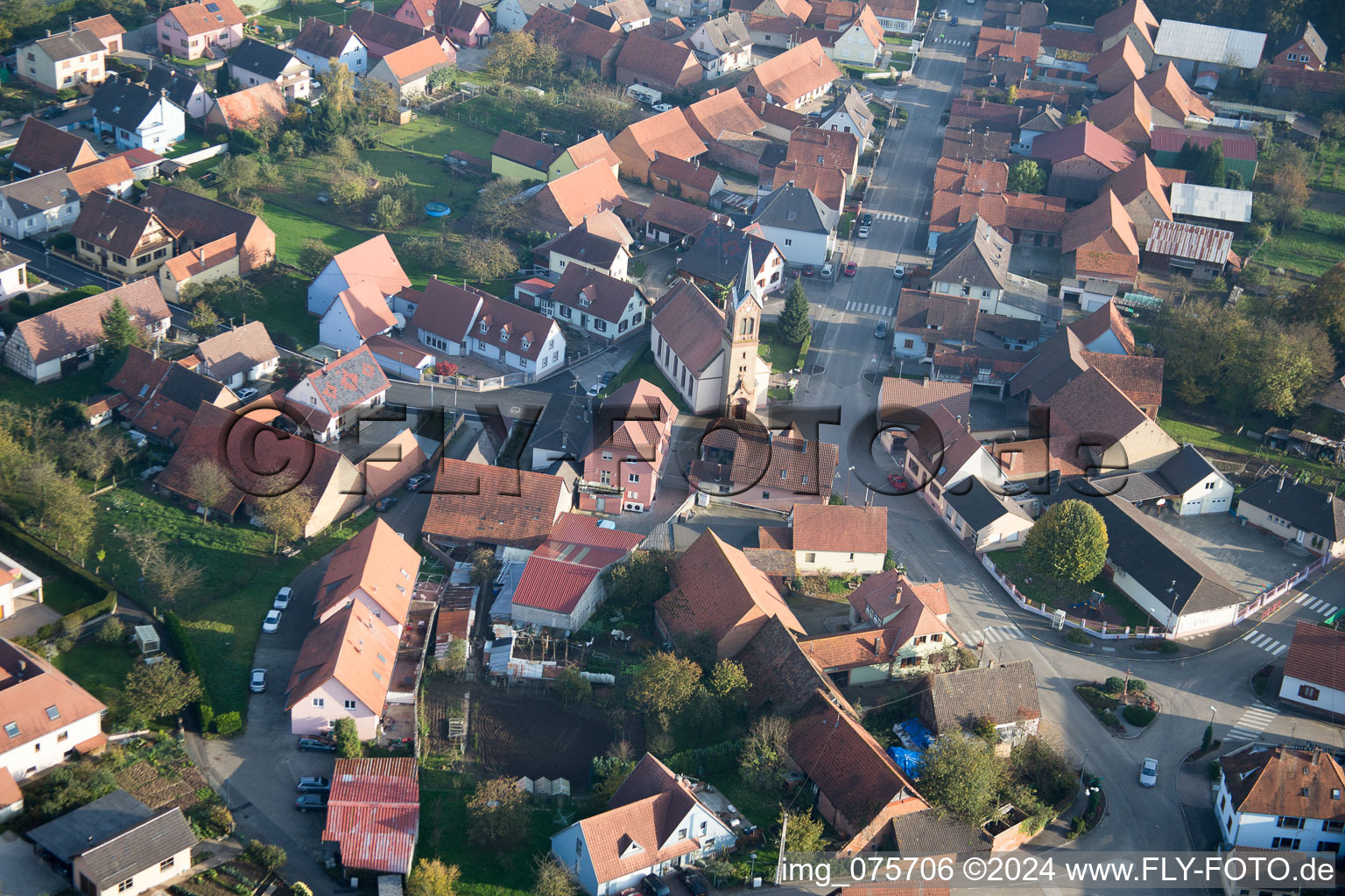 Schaffhouse-près-Seltz in the state Bas-Rhin, France seen from above