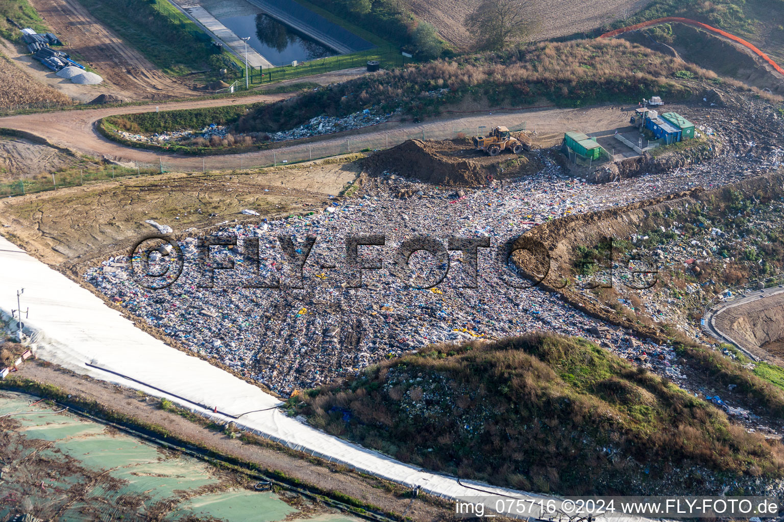 Aerial view of Site of heaped landfill in Schaffhouse-pres-Seltz in Grand Est, France