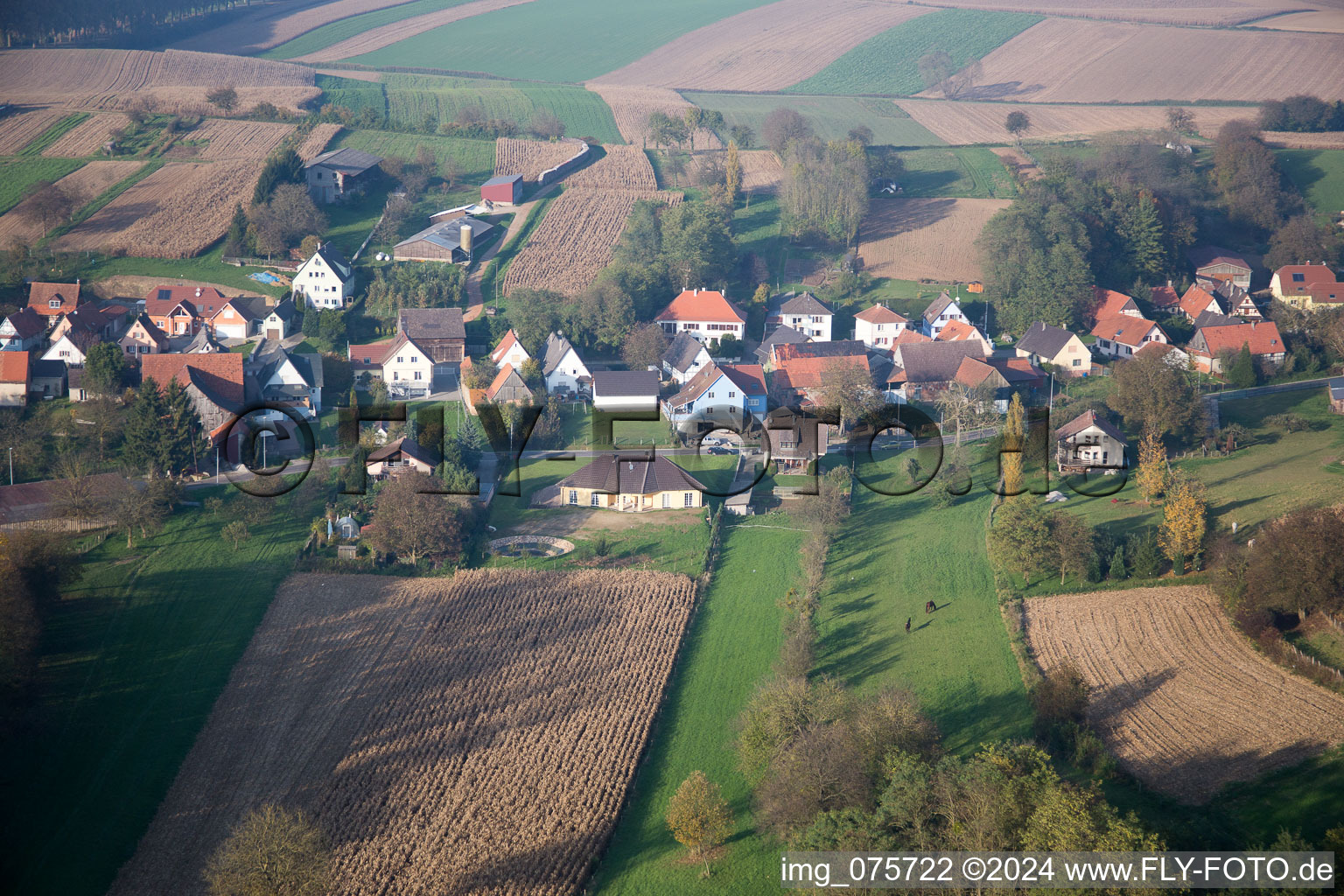 Aerial view of Wintzenbach in the state Bas-Rhin, France