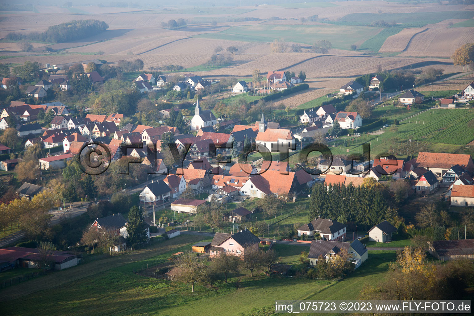 Aerial photograpy of Wintzenbach in the state Bas-Rhin, France