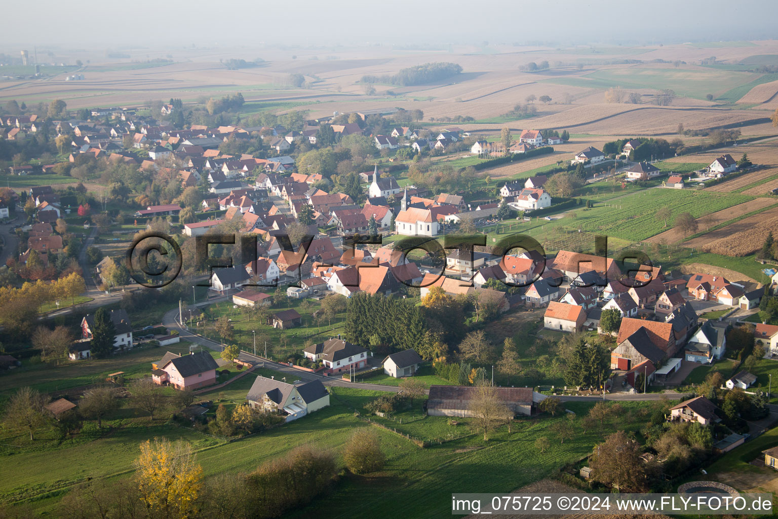 Wintzenbach in the state Bas-Rhin, France from above