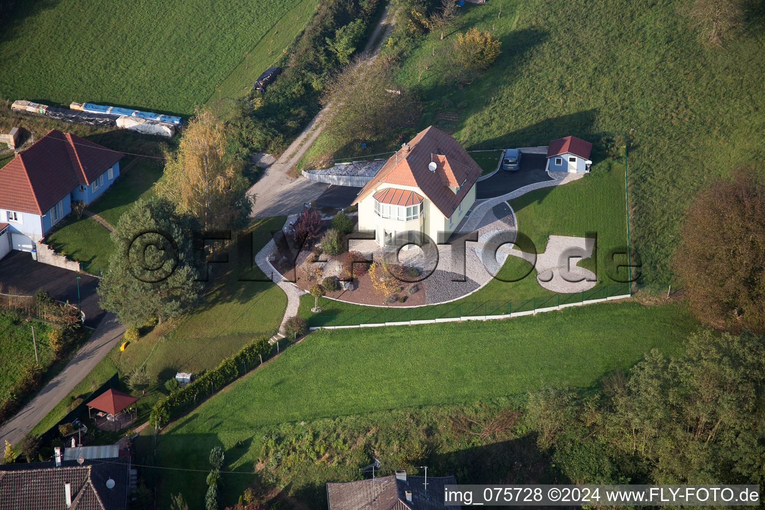 Wintzenbach in the state Bas-Rhin, France seen from above