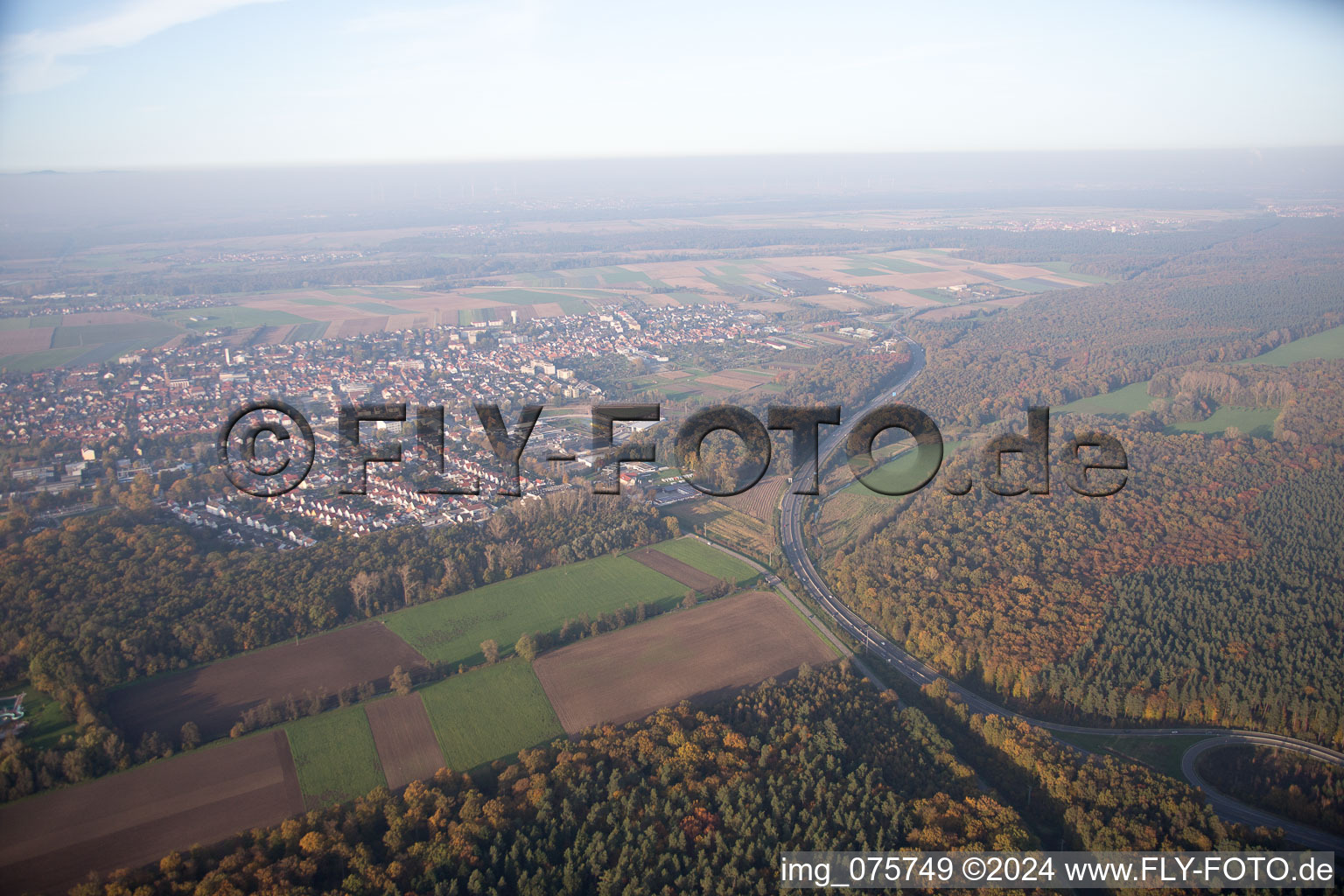 Kandel in the state Rhineland-Palatinate, Germany seen from a drone