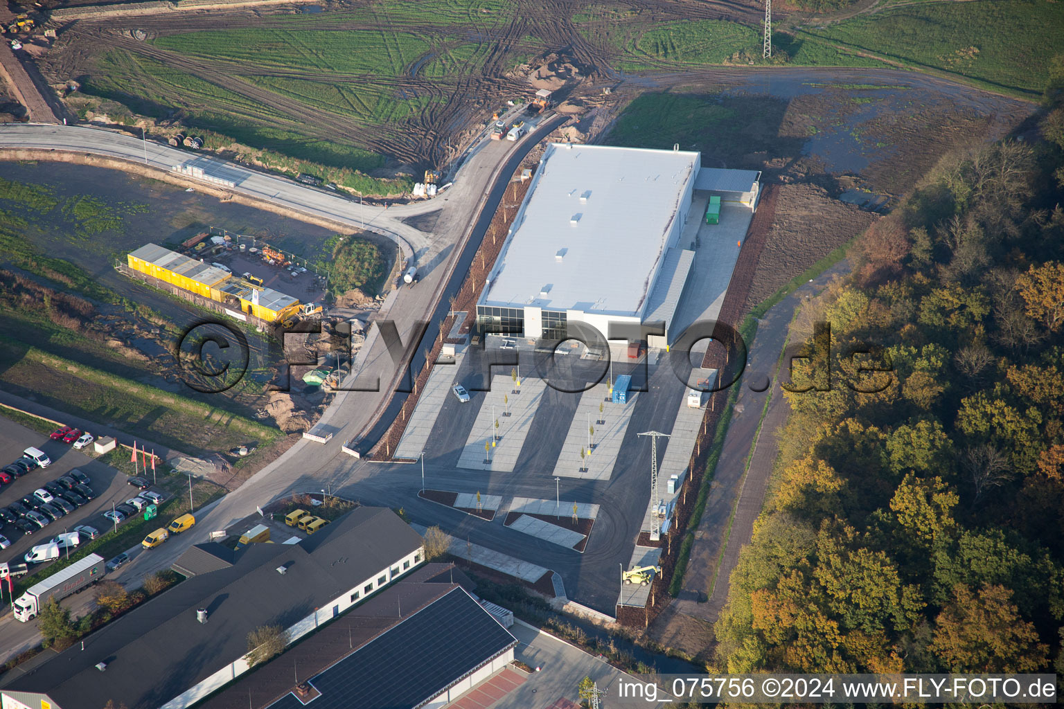 New EDEKA in Kandel in the state Rhineland-Palatinate, Germany from above