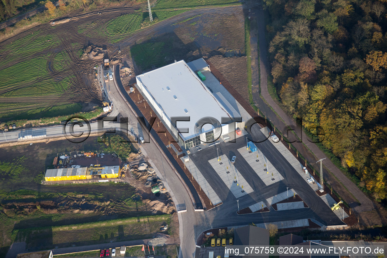 New EDEKA in Kandel in the state Rhineland-Palatinate, Germany from the plane