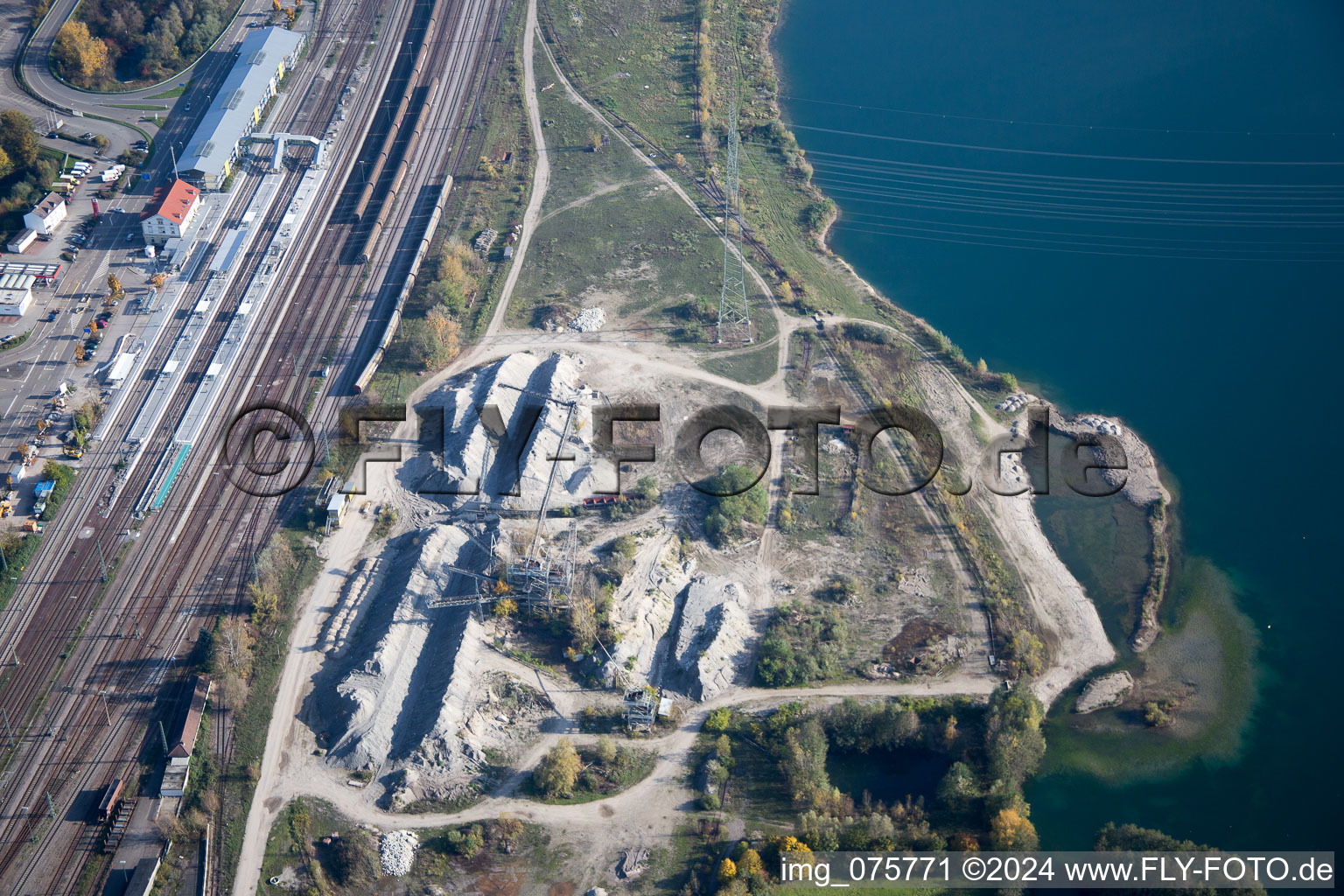 Aerial view of Wörth am Rhein in the state Rhineland-Palatinate, Germany