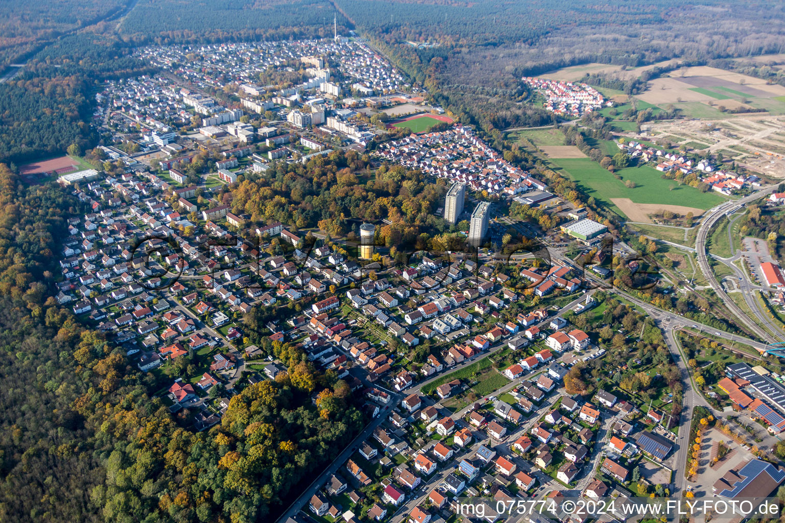 Settlement area in the district Dorschberg in Woerth am Rhein in the state Rhineland-Palatinate, Germany