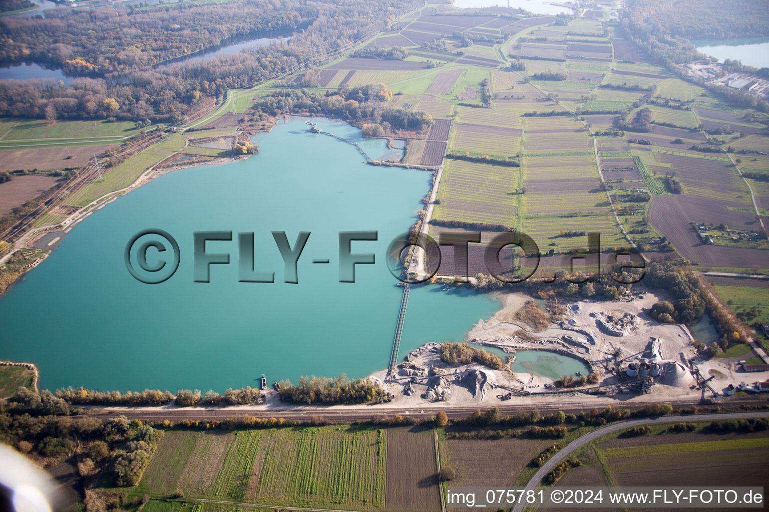 Aerial photograpy of Hagenbach in the state Rhineland-Palatinate, Germany