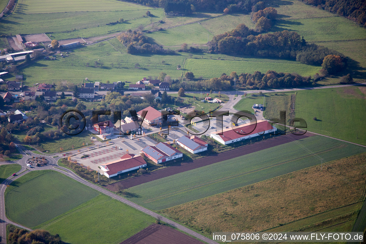 Shopping center in the district Neulauterburg in Berg in the state Rhineland-Palatinate, Germany