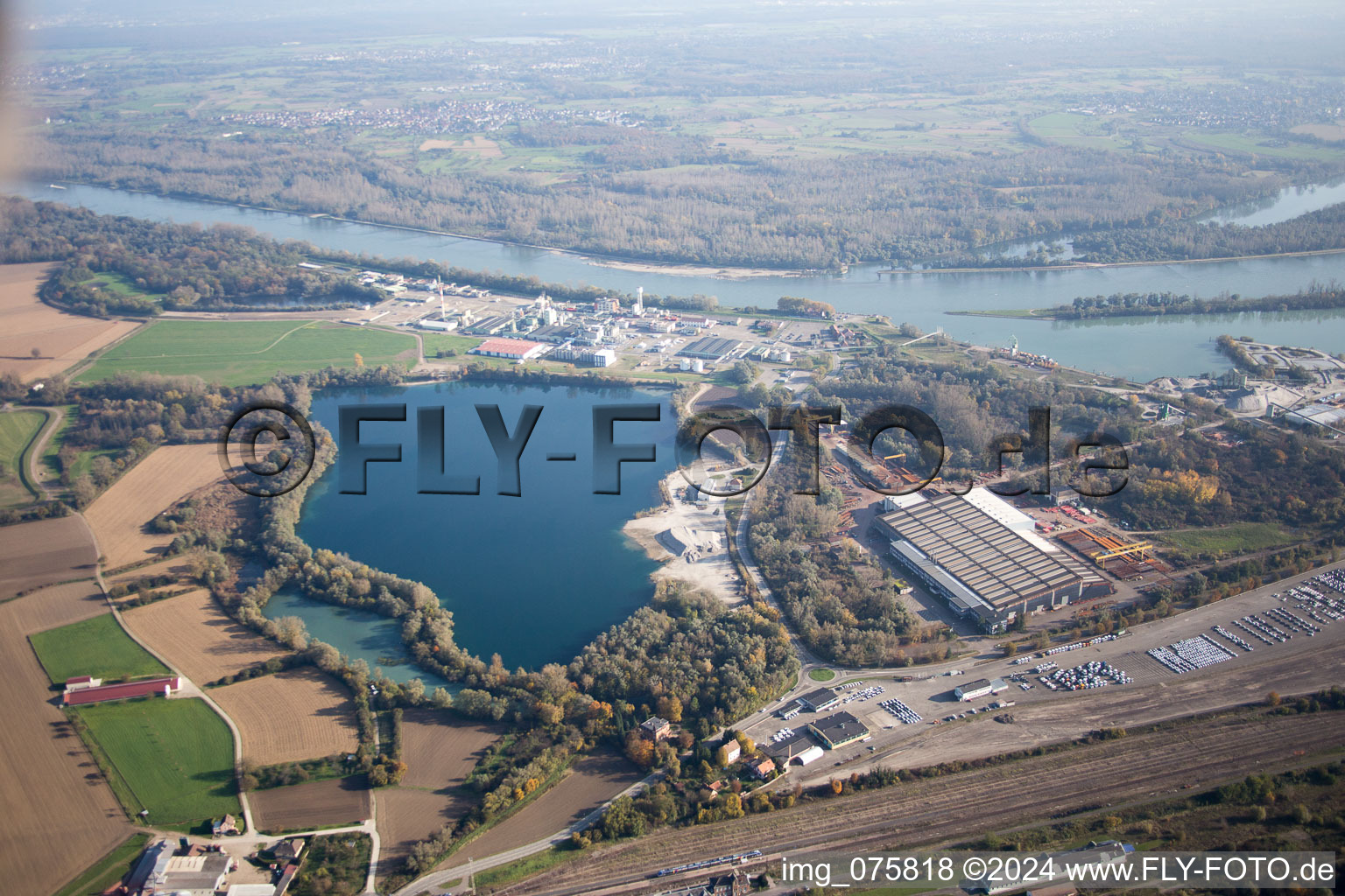 Aerial photograpy of Lauterbourg in the state Bas-Rhin, France