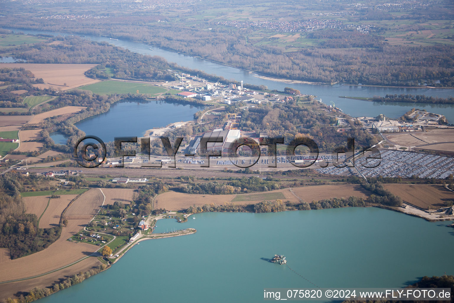 Lauterbourg in the state Bas-Rhin, France from above