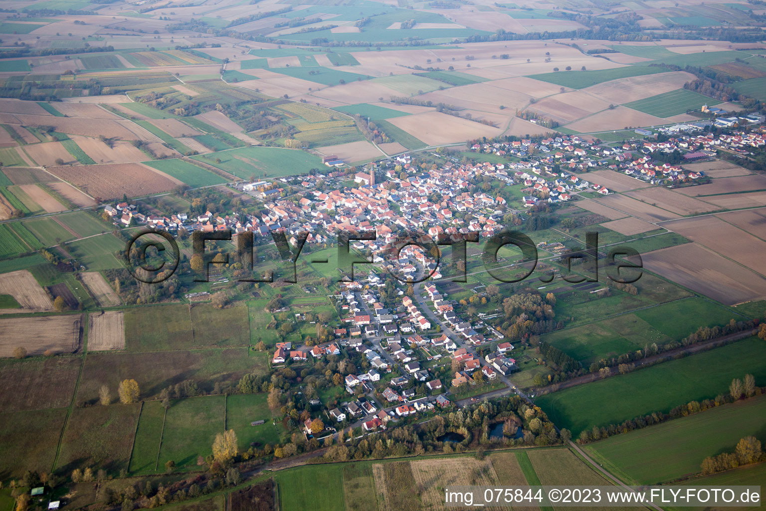 Drone recording of Kapsweyer in the state Rhineland-Palatinate, Germany