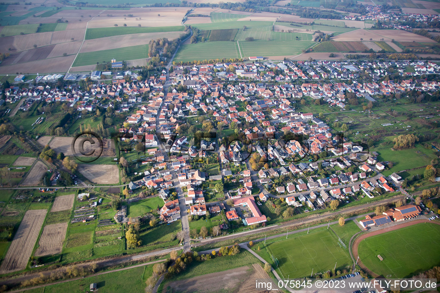 Steinfeld in the state Rhineland-Palatinate, Germany seen from above