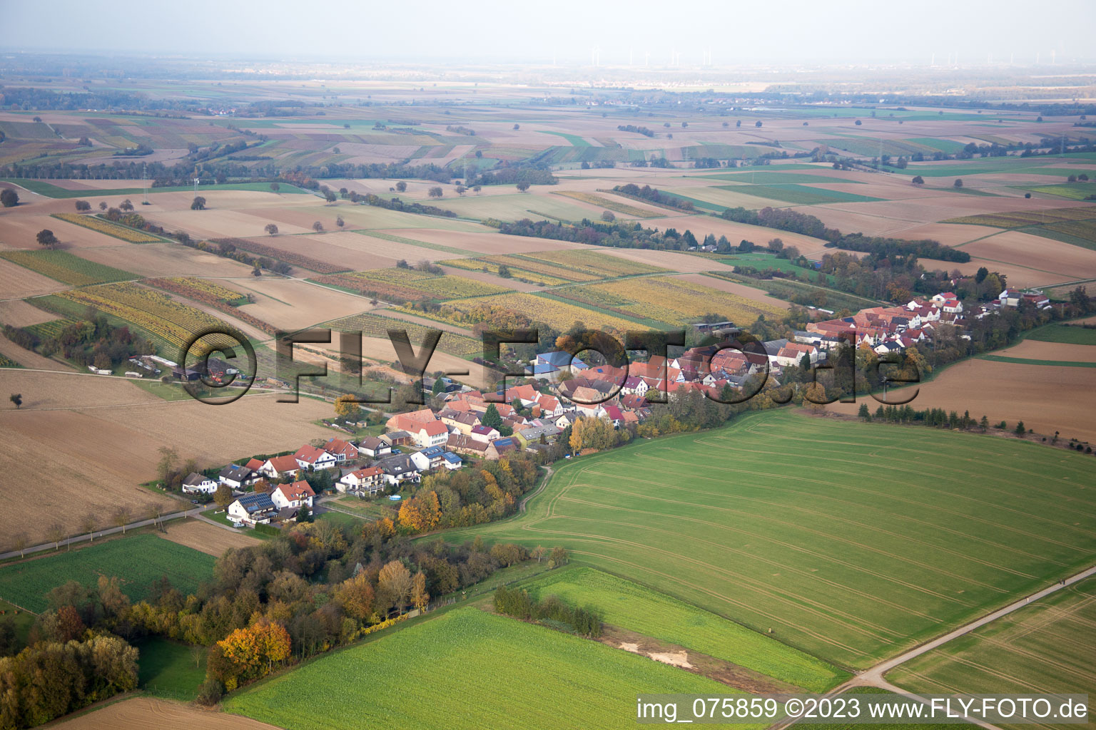 Vollmersweiler in the state Rhineland-Palatinate, Germany from above