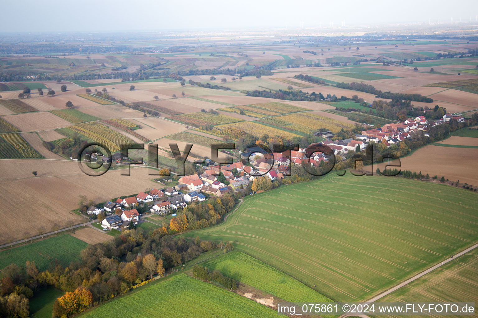 Vollmersweiler in the state Rhineland-Palatinate, Germany seen from above