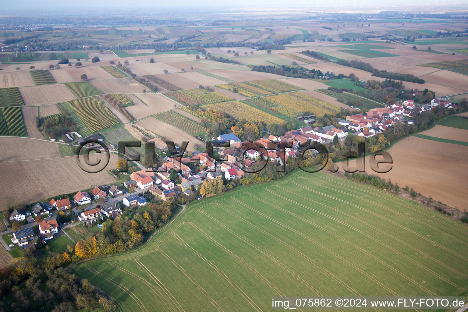 Vollmersweiler in the state Rhineland-Palatinate, Germany from the plane