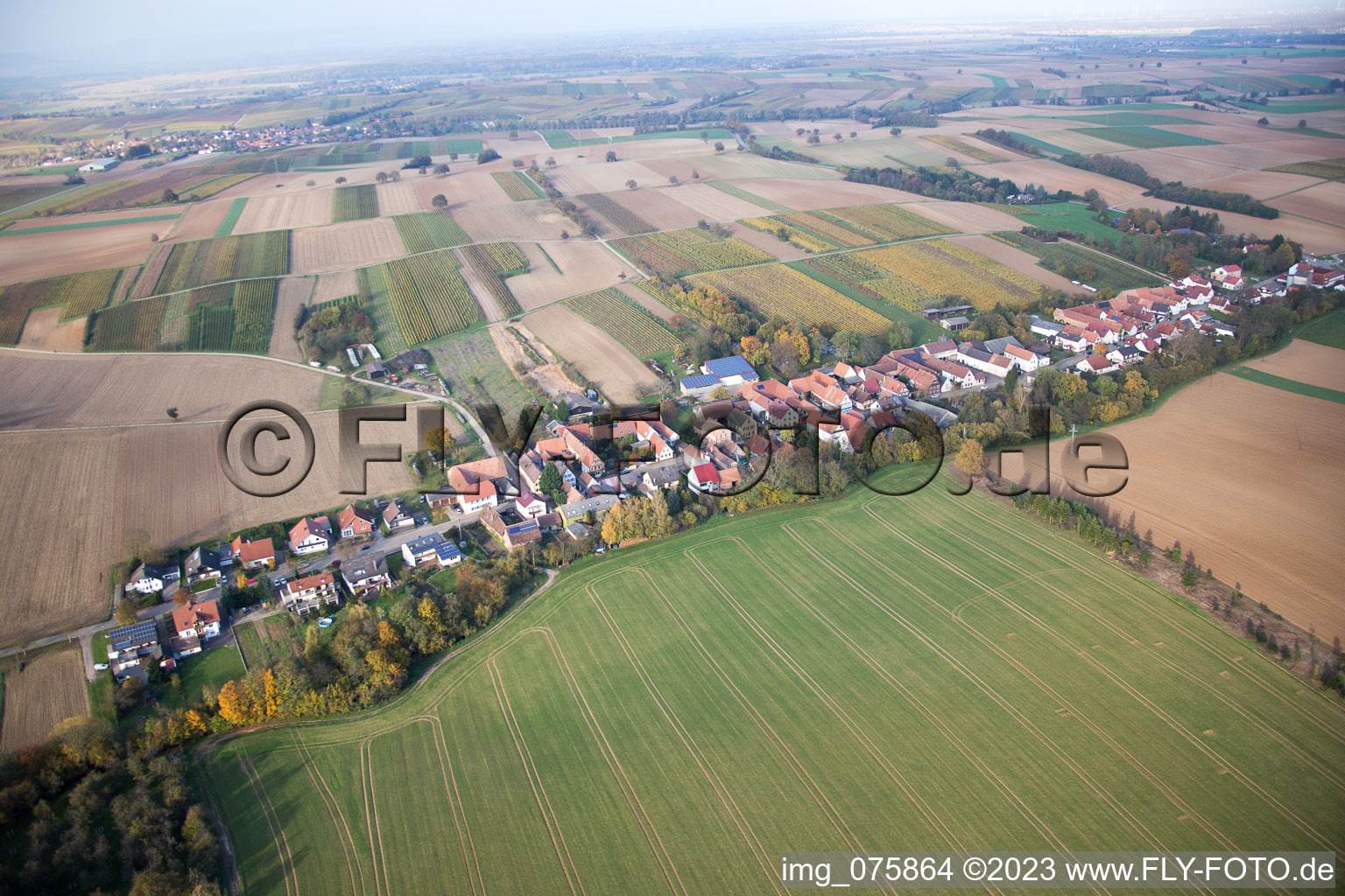 Vollmersweiler in the state Rhineland-Palatinate, Germany viewn from the air
