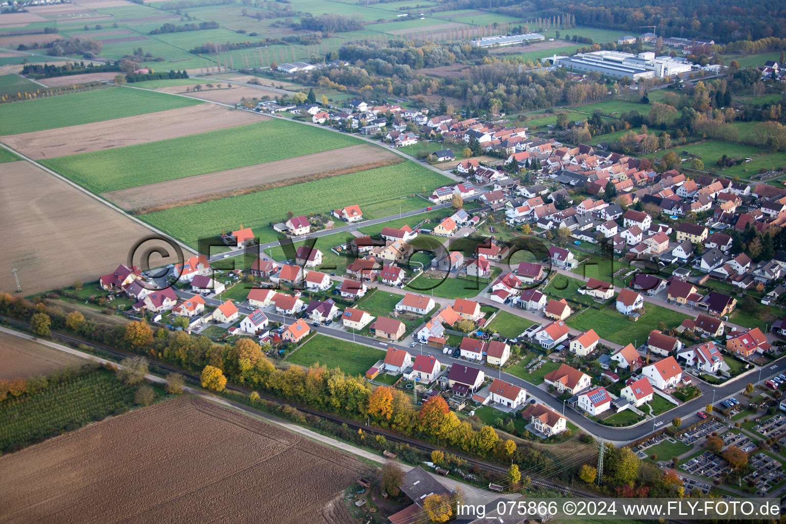 District Schaidt in Wörth am Rhein in the state Rhineland-Palatinate, Germany viewn from the air