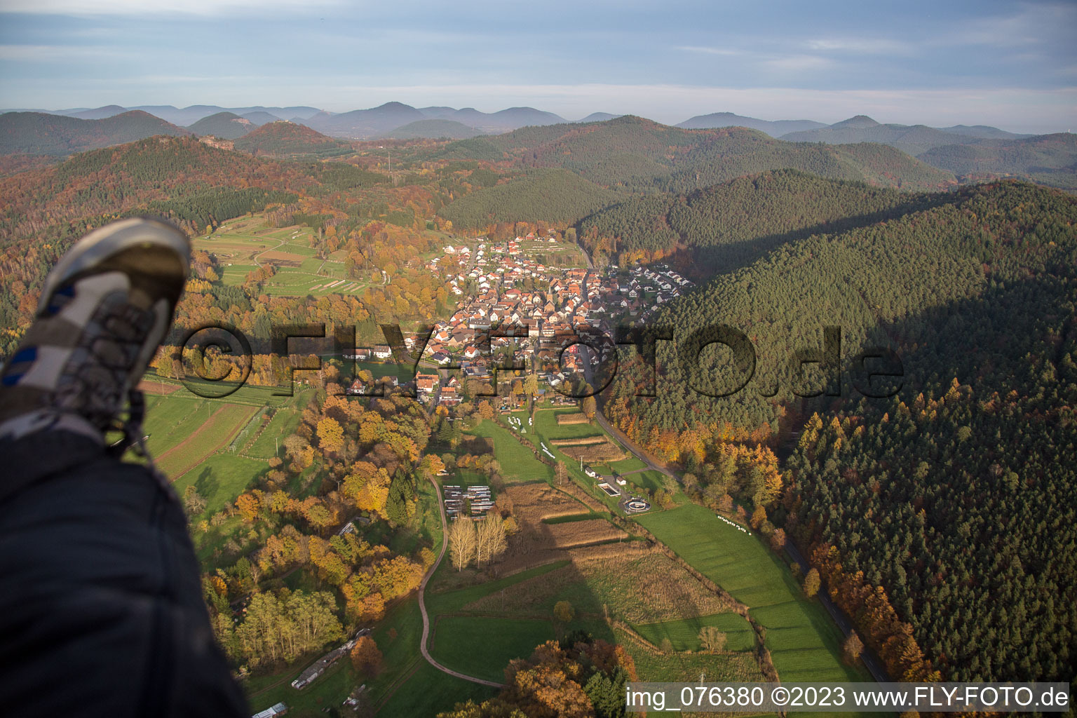 Aerial photograpy of Vorderweidenthal in the state Rhineland-Palatinate, Germany