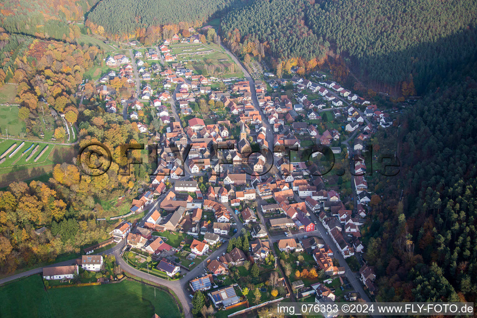 Village view in Vorderweidenthal in the state Rhineland-Palatinate, Germany