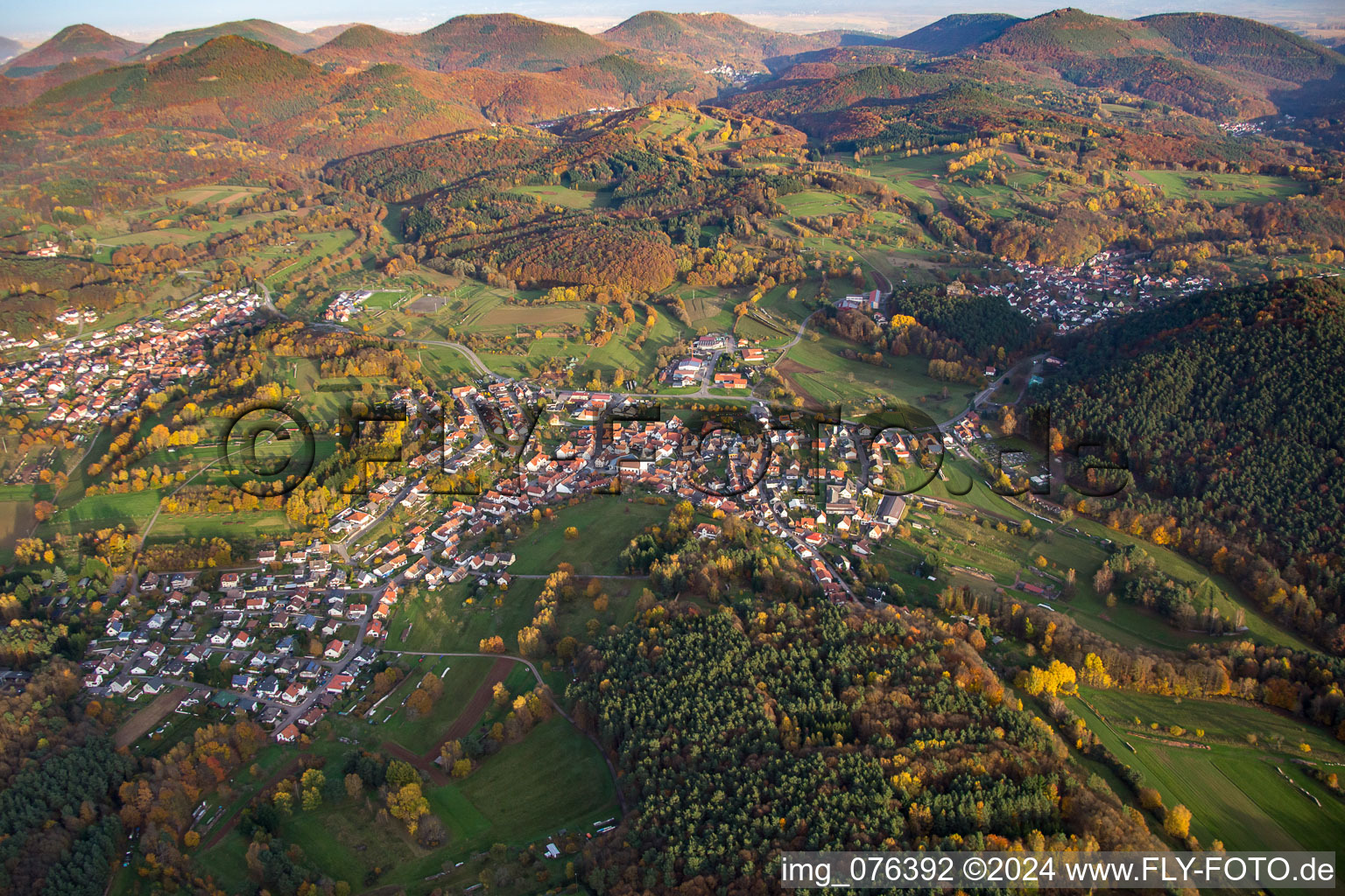 Aerial view of District Gossersweiler in Gossersweiler-Stein in the state Rhineland-Palatinate, Germany