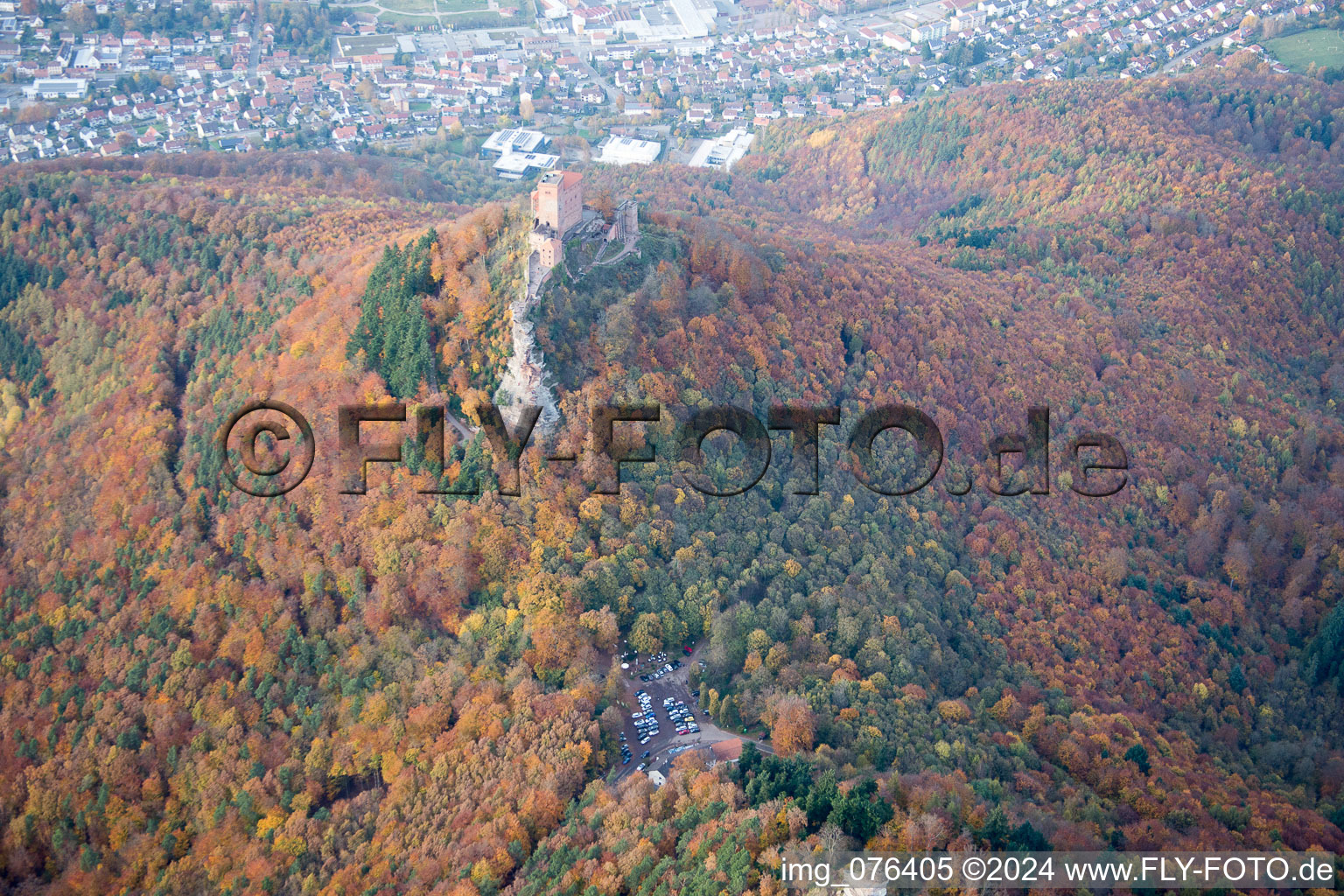 Trifels parking lot in the district Bindersbach in Annweiler am Trifels in the state Rhineland-Palatinate, Germany