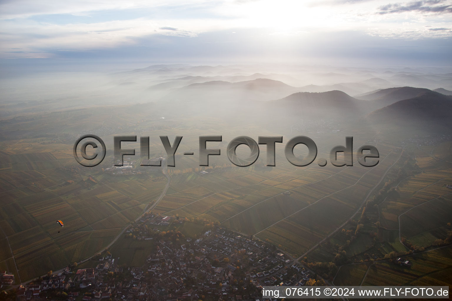 Oblique view of Ilbesheim bei Landau in der Pfalz in the state Rhineland-Palatinate, Germany